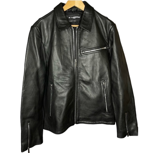 COPY - Men’s Karl Lagerfeld Motorcross Jacket 100% Genuine Leather New (Dead St… - Picture 2 of 15